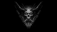 Digital Art of a Horned Skull with Mechanized Elements