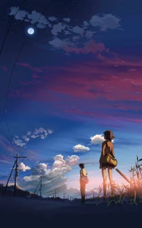 anime, nuage, atmosphère, journée, crépuscule