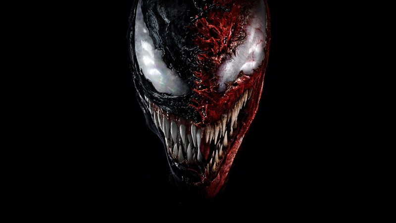 Постер фильма venom с очень страшным лицом и широкой улыбкой (веном 2 выползень, venom let there be carnage, фильм, веном 2, venom 2)