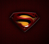 Emblema icónico de Superman sobre un fondo rojo texturizado.