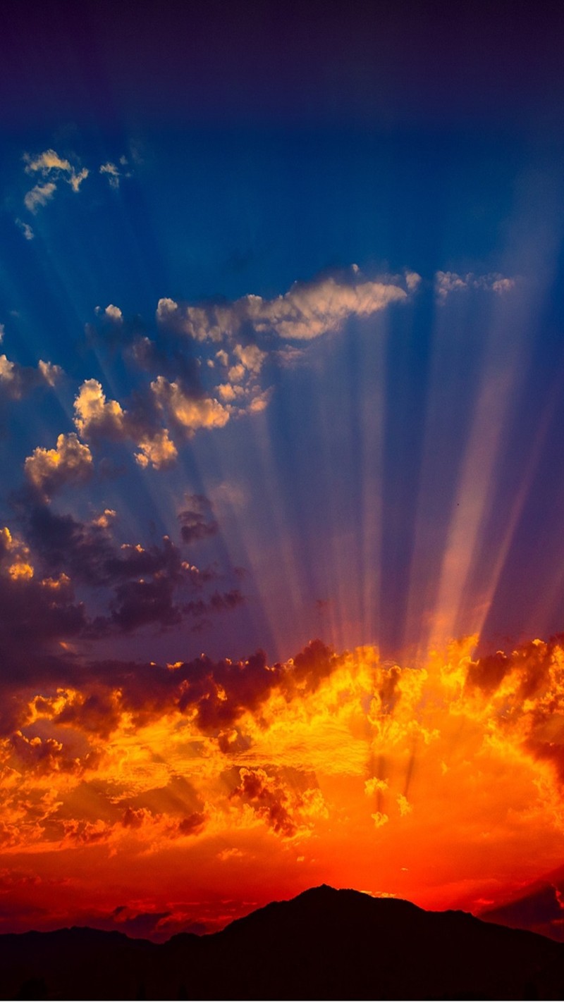 Arafed view of a sunset with a plane flying in the sky (landscape, nature)