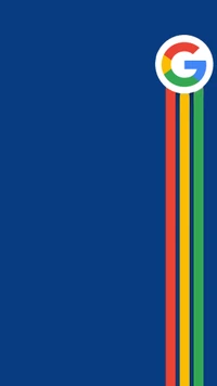 Google Logo with Colorful Stripes on Blue Background