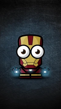 Iron Man de dibujos animados juguetón con ojos grandes