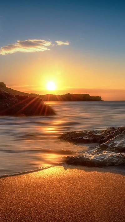 playa, verano, atardecer