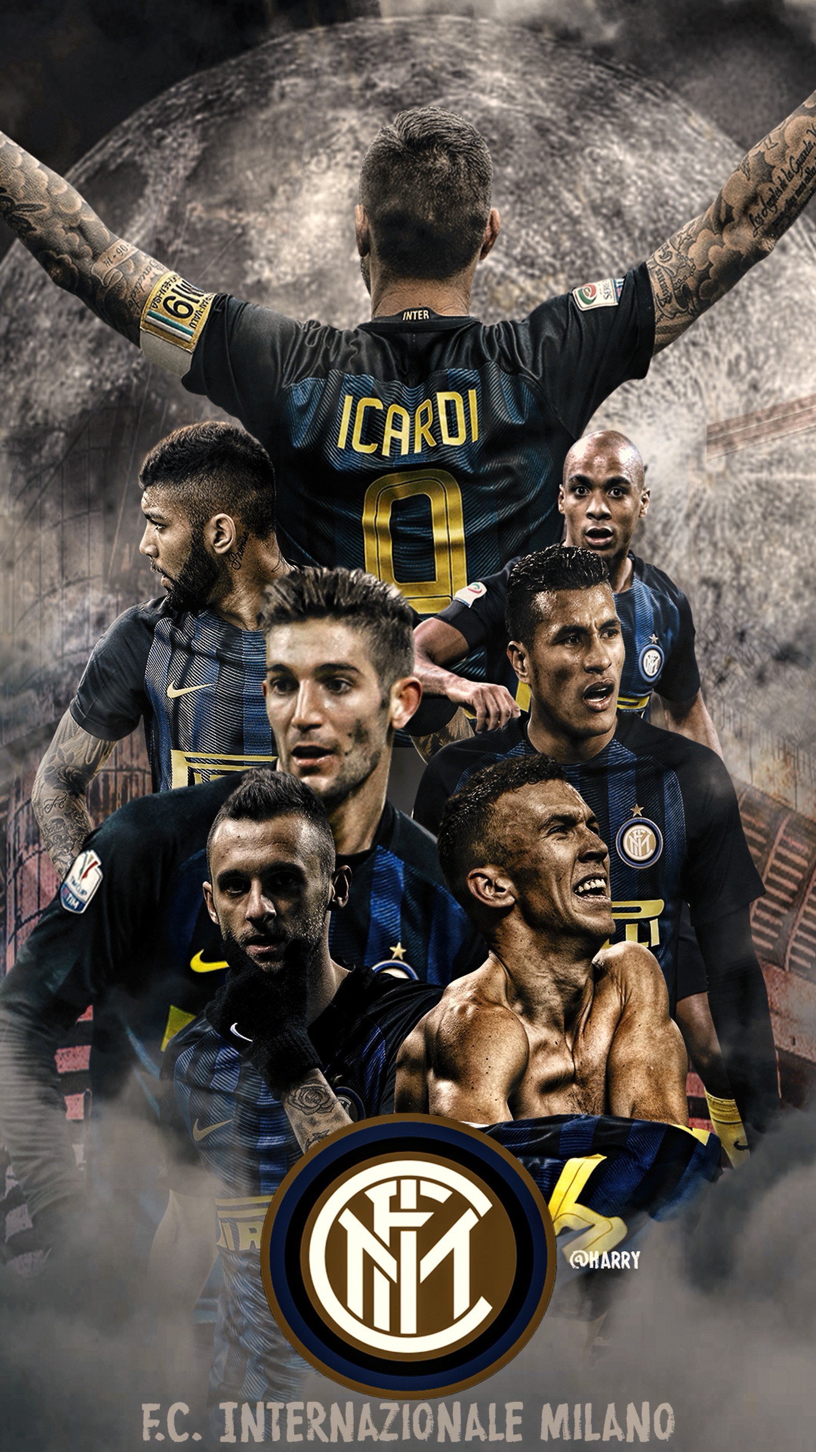 Arafed image of a group of men with arms raised in the air (barbosa, gagliardini, icardi, mario, milan)