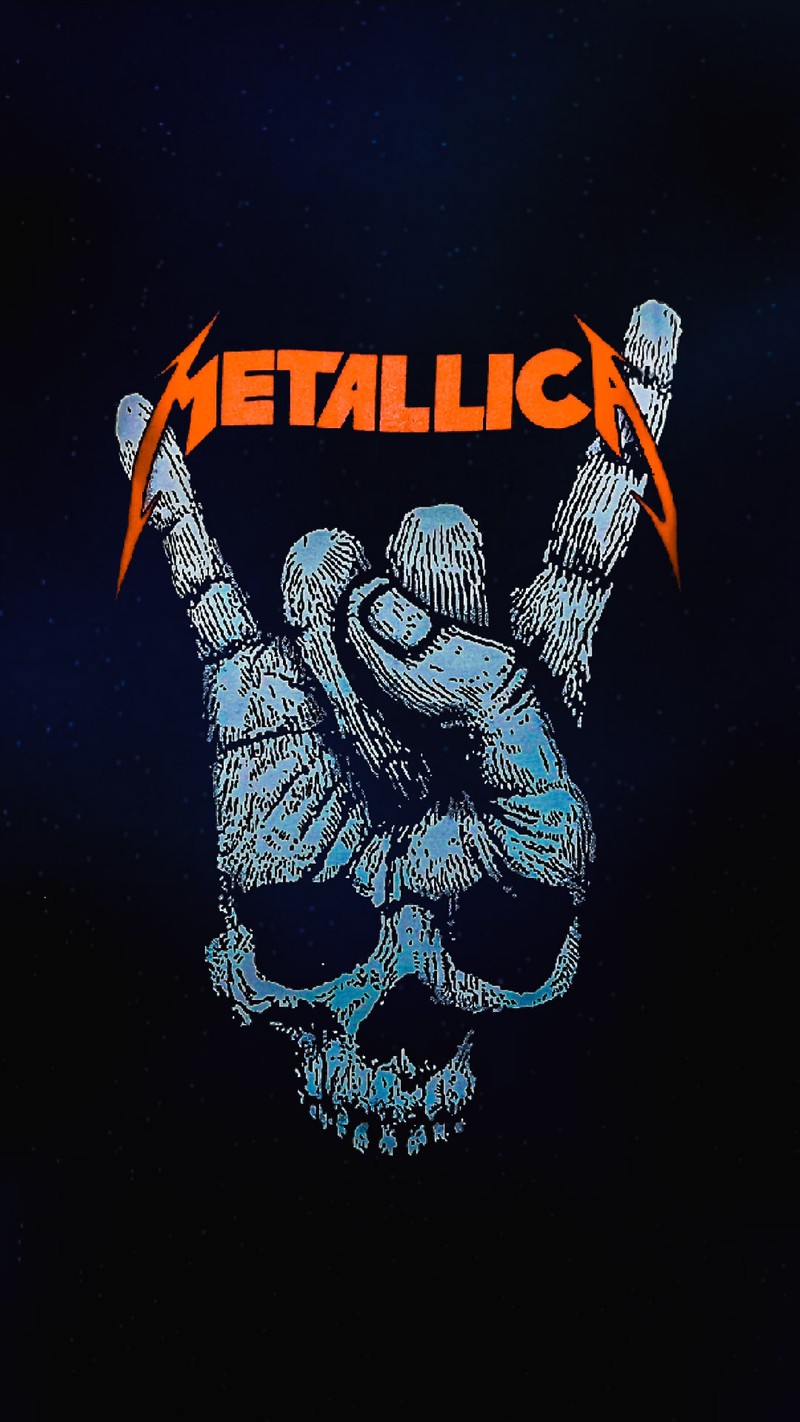 Логотип metallichead на темном фоне с черепом и молнией (дьявольские рога, хеви метал, heavy metal, логотип, череп)