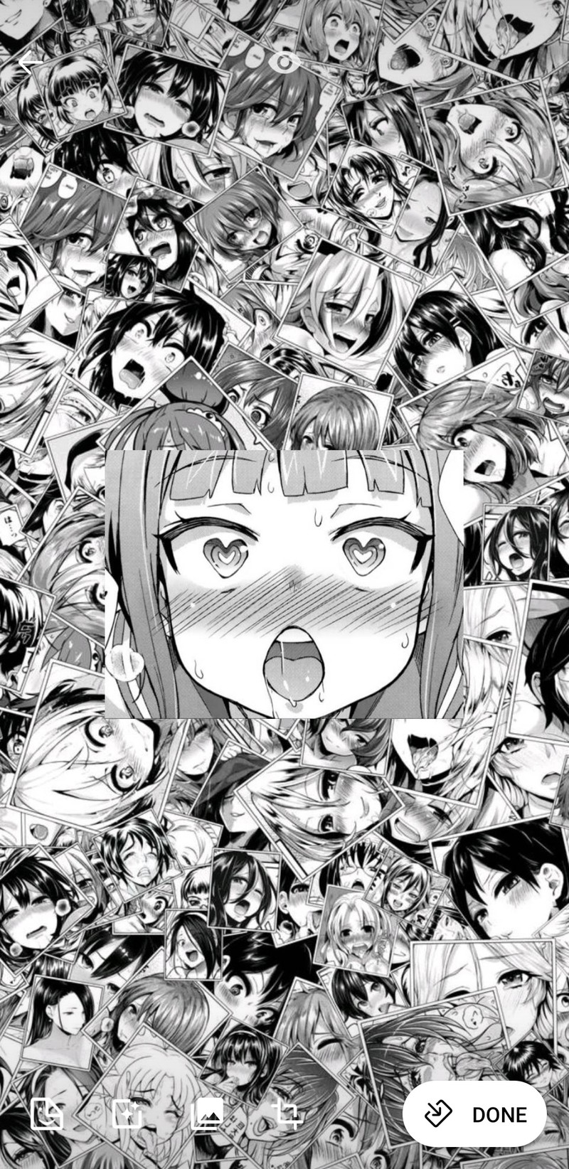 Черно-белая фотография множества персонажей аниме (ahegao face, аниме, anime)