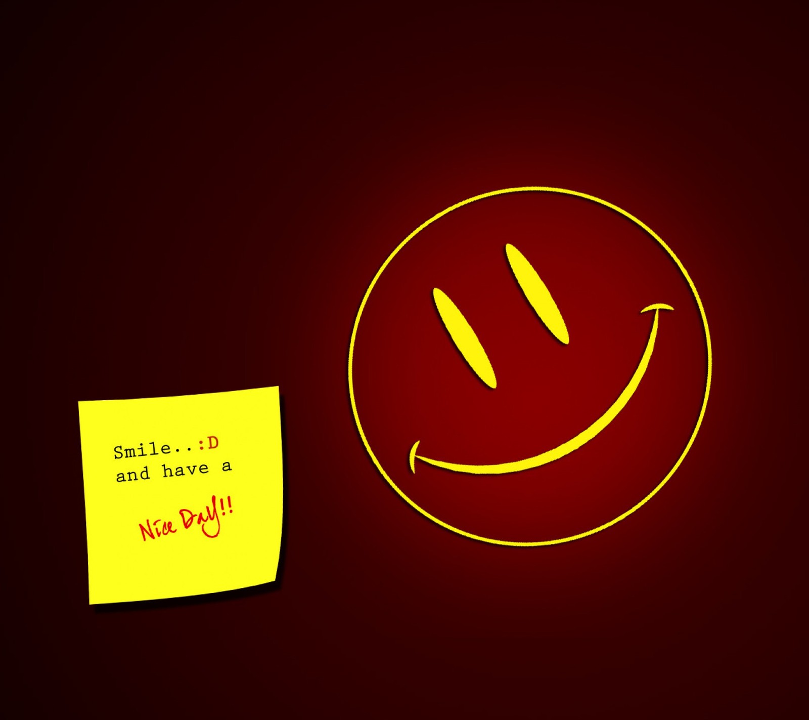 Smiley avec une note attachée à lui sur du papier (heureux, sourire)