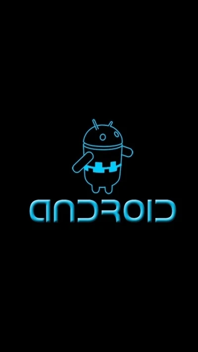 Logotipo do Android azul em fundo preto