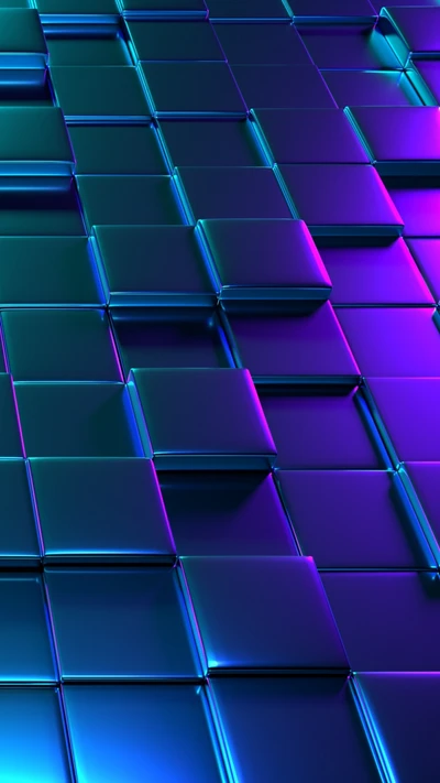 Abstract 3D Cubes in Blue and Purple Hues