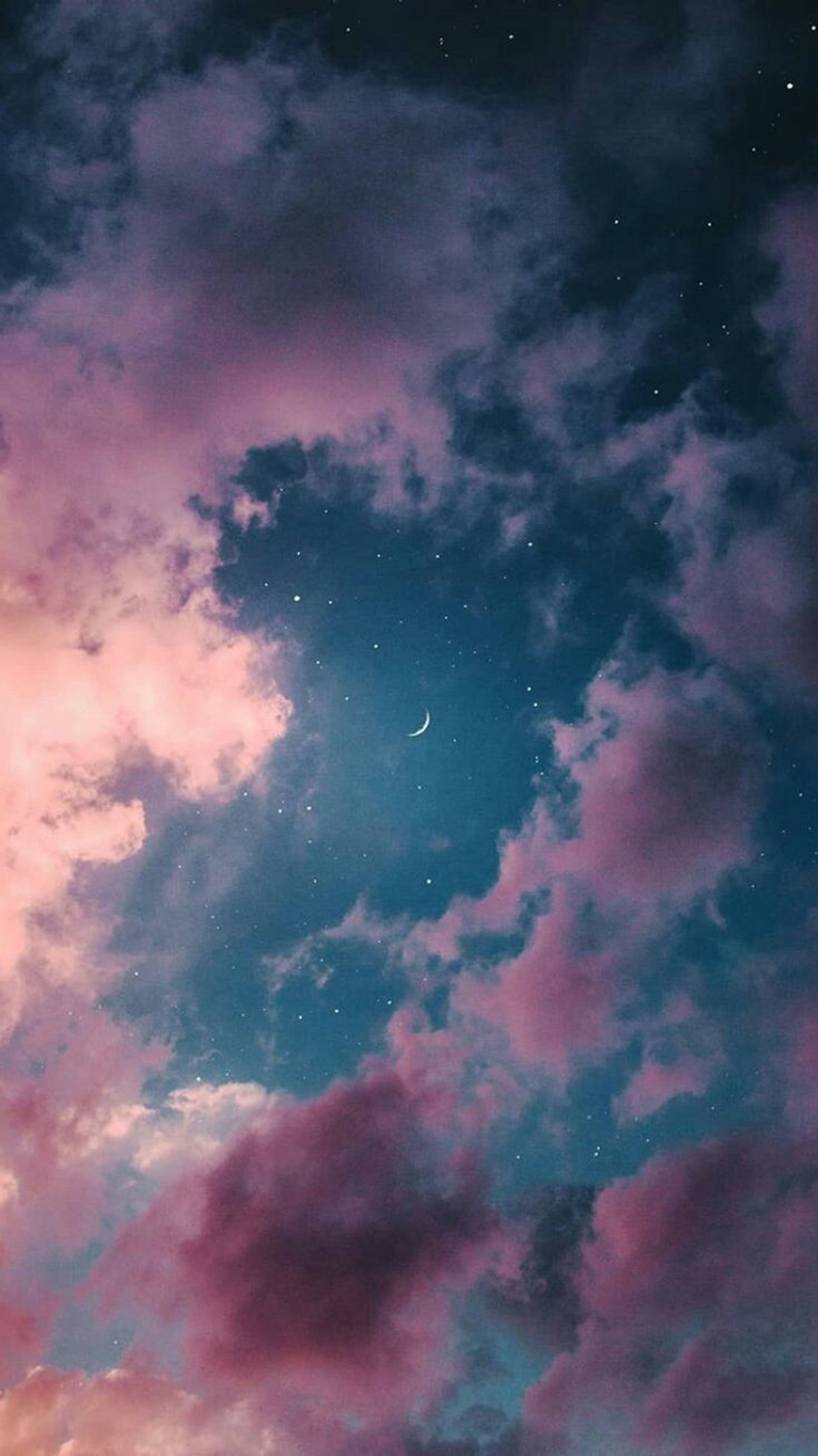 Lade blau, mond, rosa, himmel, sterne Hintergrund herunter