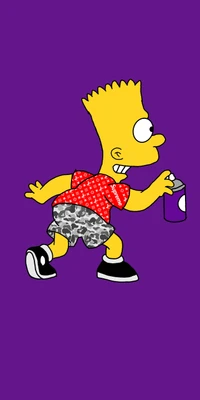 Cool Bart Simpson in Bape and Supreme Style