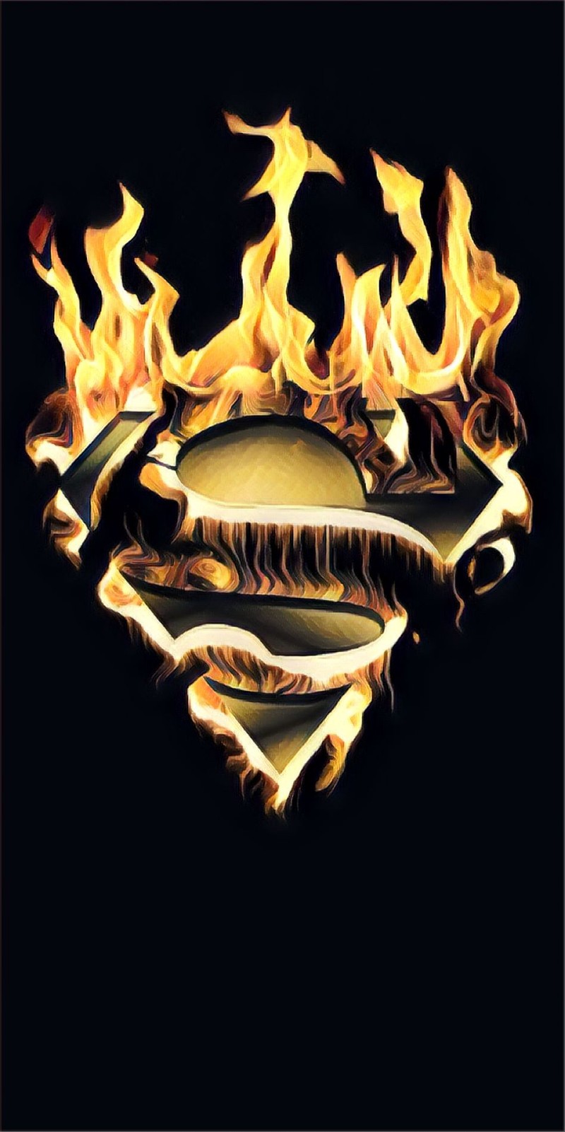 A close up of a burger on fire with flames surrounding it (logo, design)