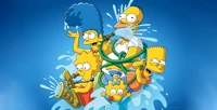 The Simpsons Family Splashing Fun - 4K Wallpaper