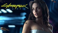 Mujer cyborg en Cyberpunk 2077 con elementos futuristas