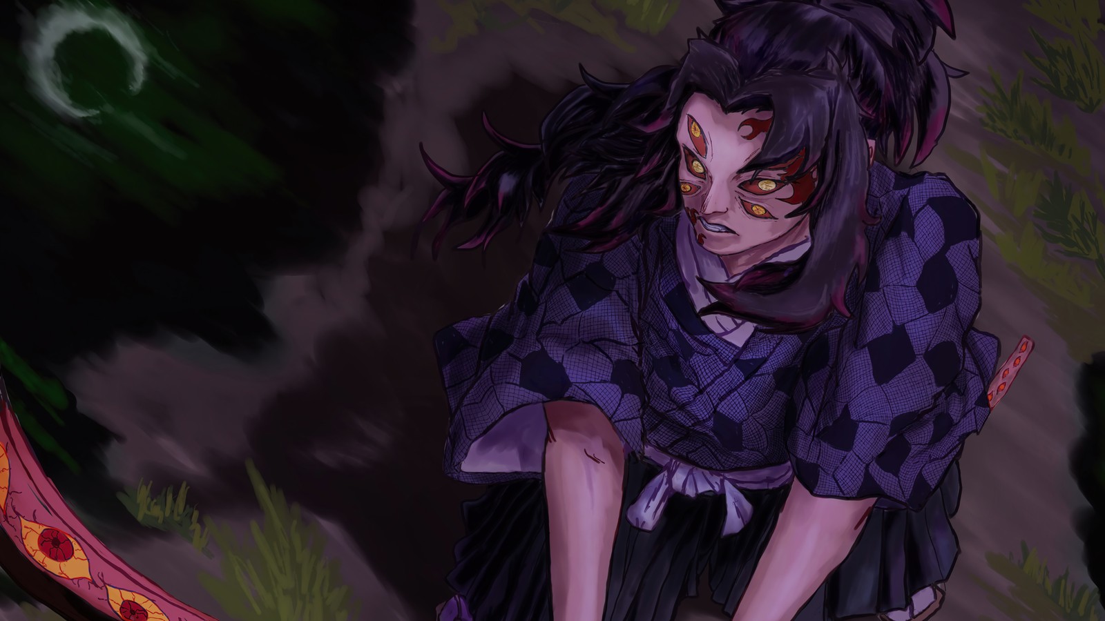 Lade dämonentöter kimetsu no yaiba, demon slayer kimetsu no yaiba, anime, 鬼滅の刃, kokushibo Hintergrund herunter