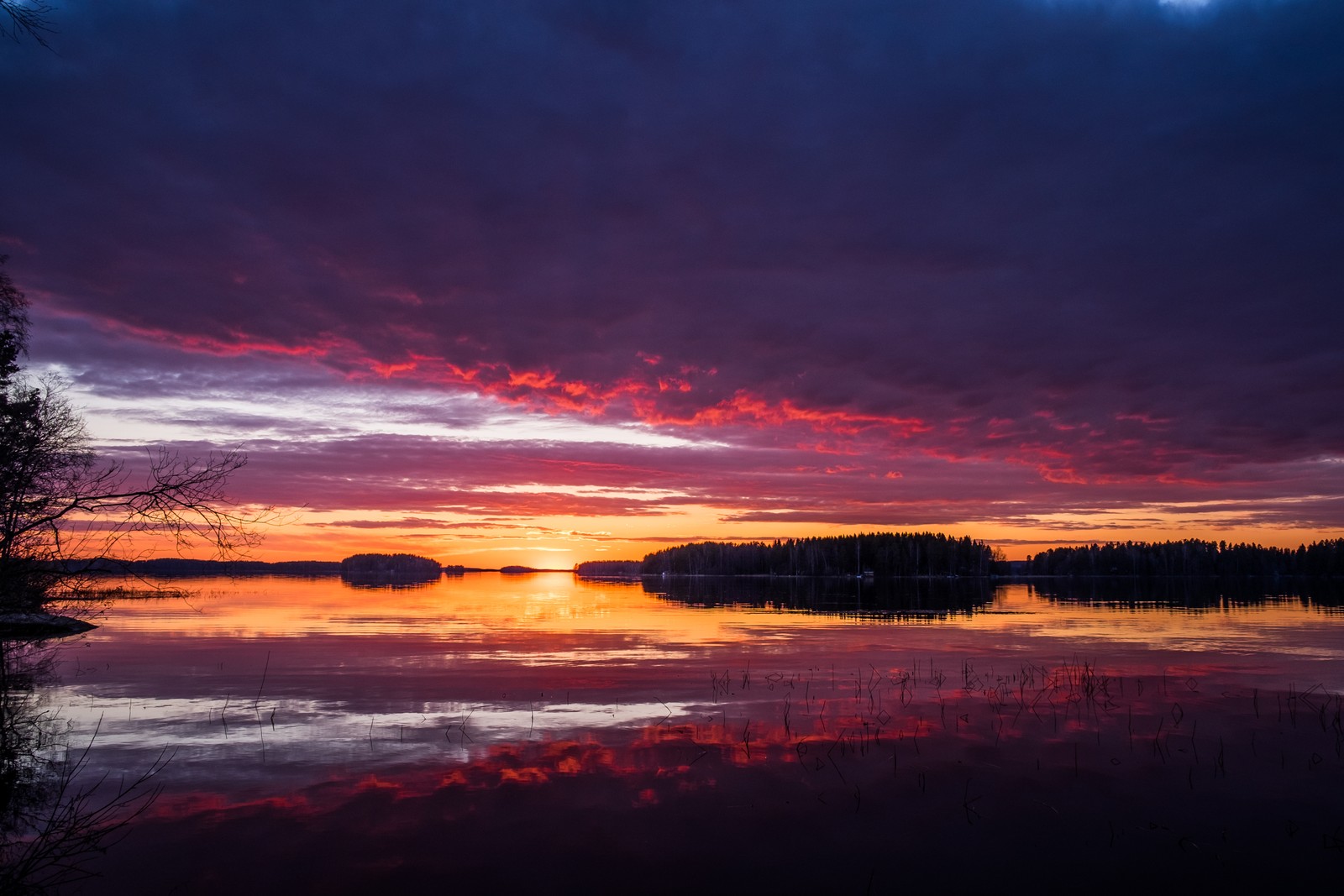 Скачать обои kallavesi lake, закат, финляндия, kuopio, живописный