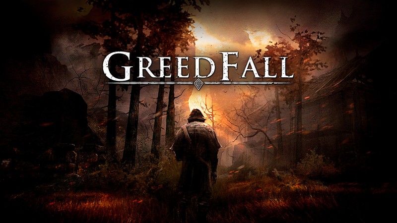 Мужчина стоит в лесу на темном фоне и под темным небом (greedfall, видеоигра)