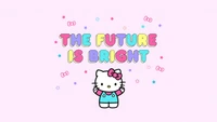 future is bright, hello kitty quotes, hello kitty background, pink background, 5k wallpaper