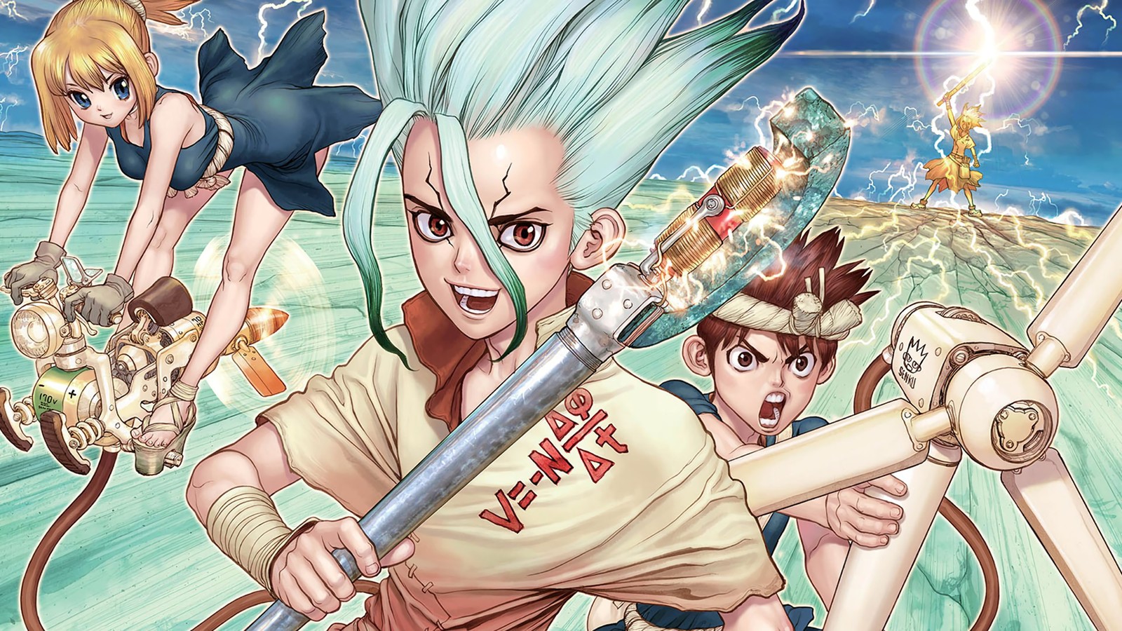 dr stone, anime, senku ishigami, chrome, kohaku wallpaper