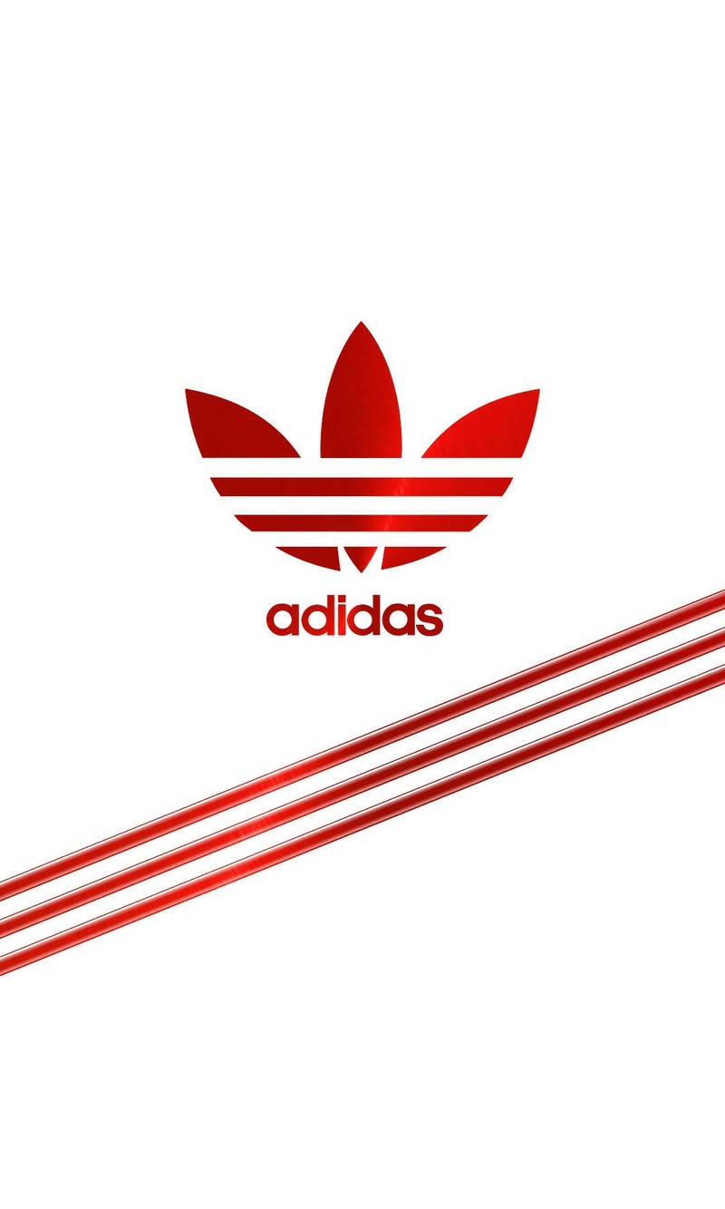 Logo de adidas sobre un fondo blanco con rayas rojas (hd, naranja, rojo, blanco)