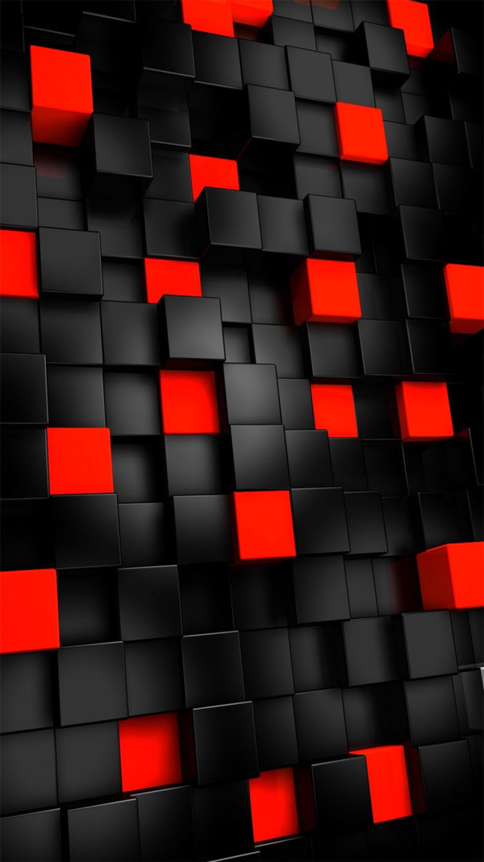 A close up of a black and red wall with squares (black, red, squares)