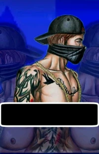 Personnage de jeu stylisé avec des tatouages et des vêtements urbains