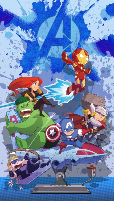 Dynamische Avengers versammeln sich in bunter Animation