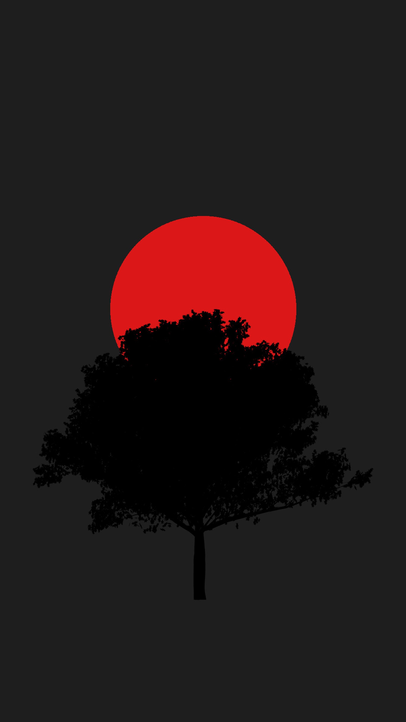 Arafed image of a tree with a red sun in the background (929, cherry, design, flat, japa)