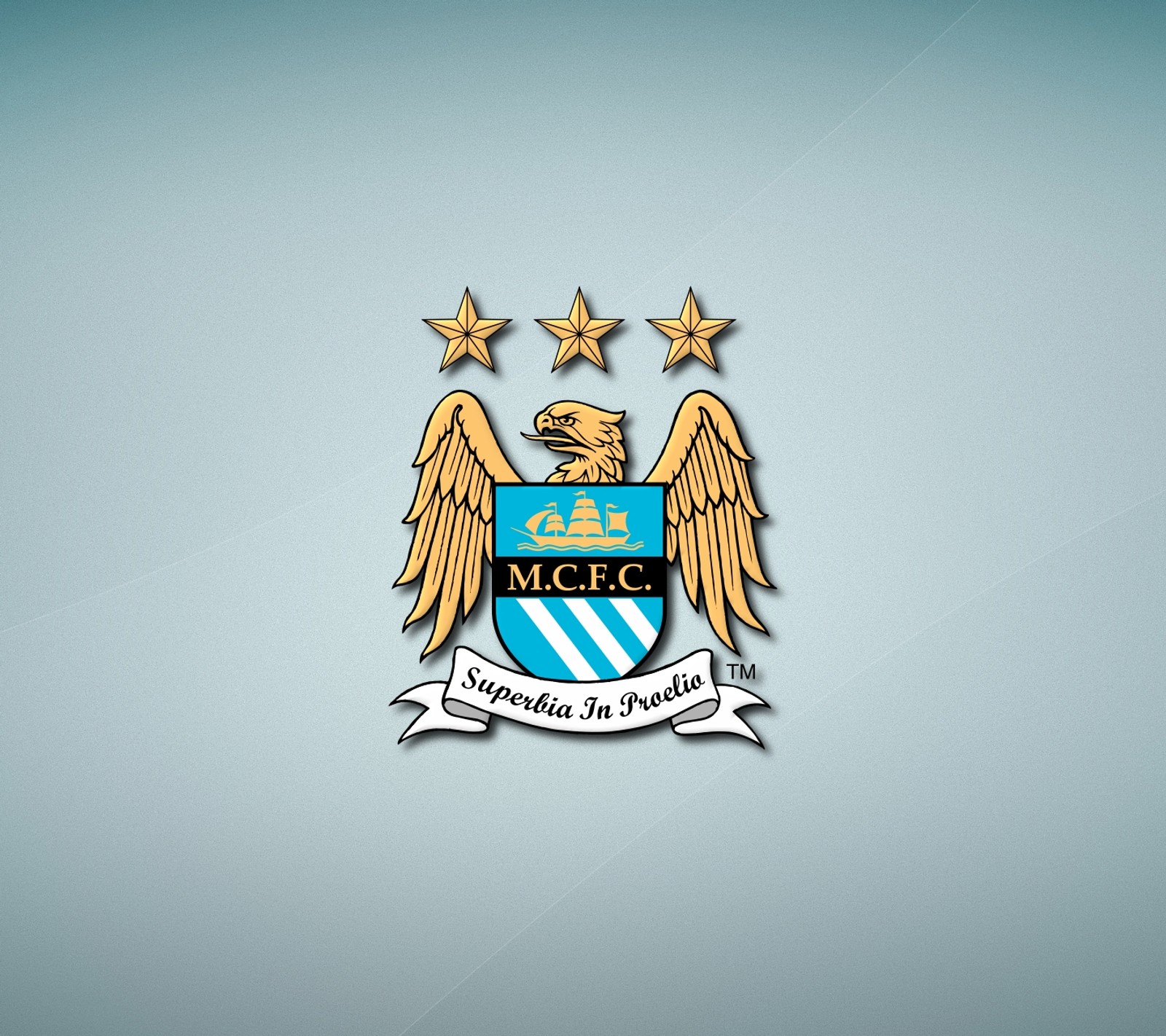 A close up of a soccer team emblem on a blue background (blue, city, crest, football, logo)