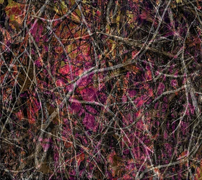 Vibrant Camouflage Pattern with Twigs and Leaves