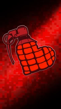 Heartfelt Explosion: A Trippy 8-Bit Grenade Illustration