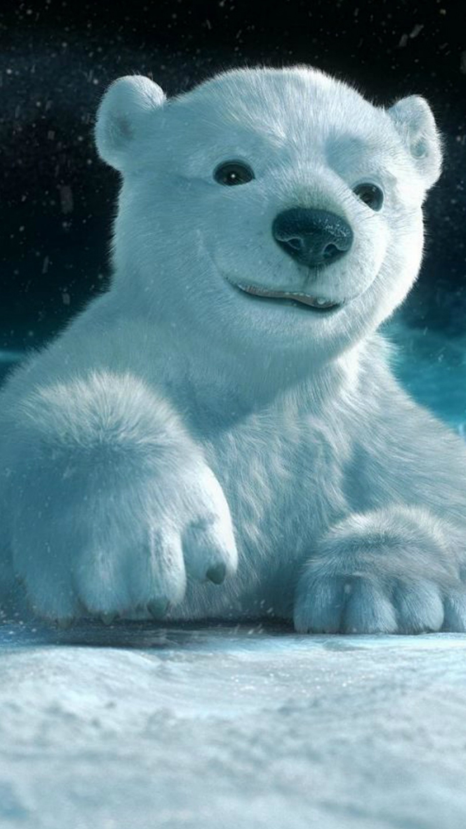 There is a polar bear that is laying down in the snow (alegre, disfruta, oso, polar)