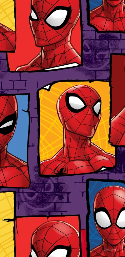 Collage dynamique de Spider-Man dans le style bande dessinée