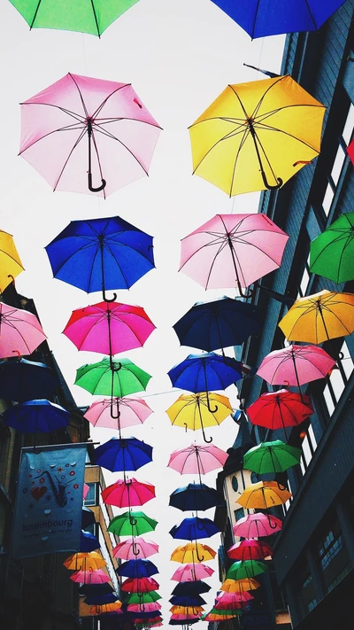 Canopée de parapluie vibrante Rues de la ville enchanteurs