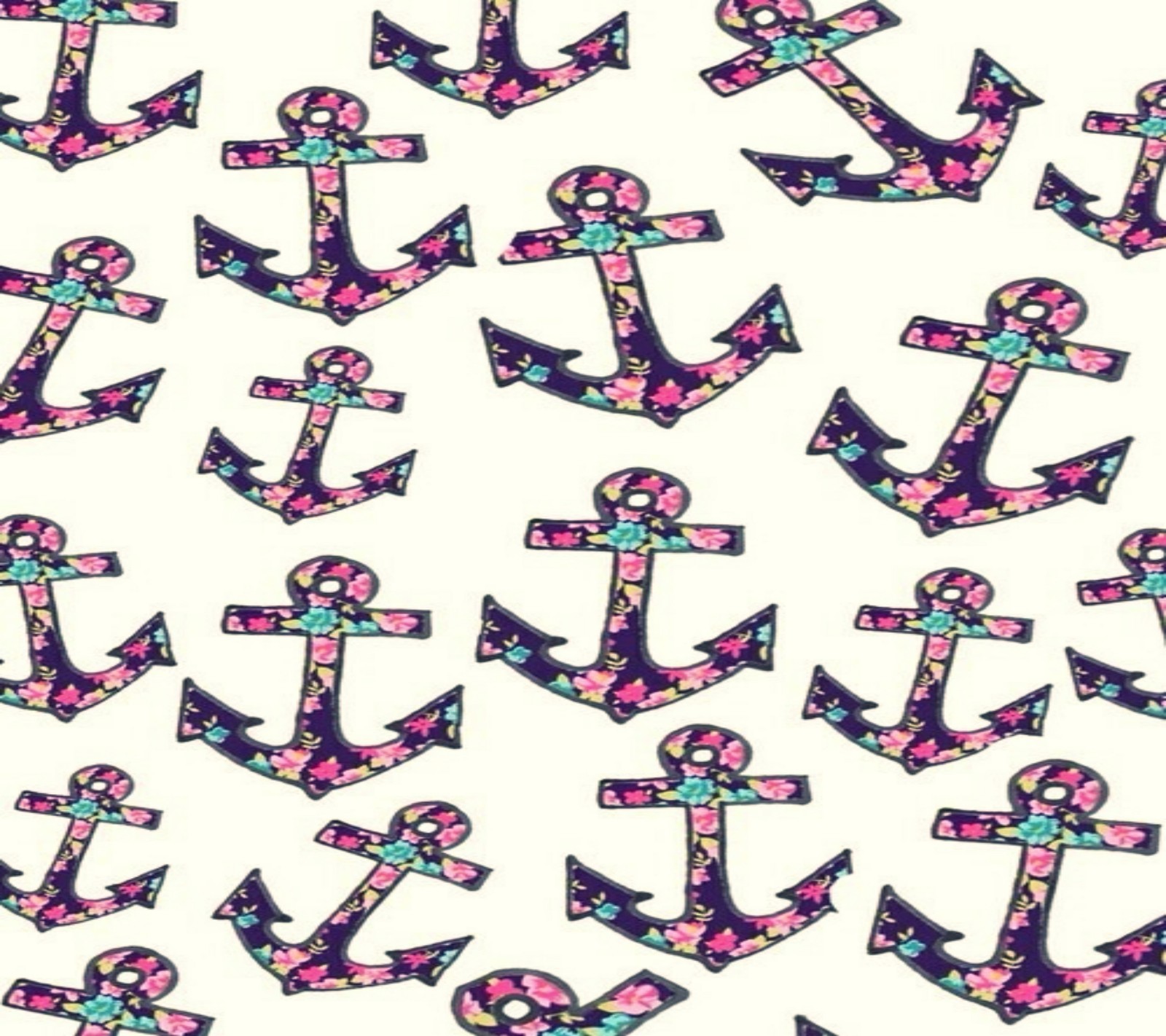 A close up of a pattern of anchors on a white background (anchor, flowery)