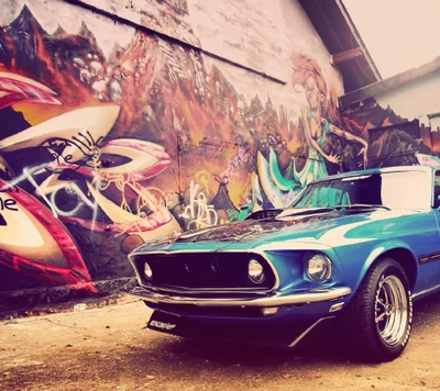 autos, ford, ford mustang, graffiti