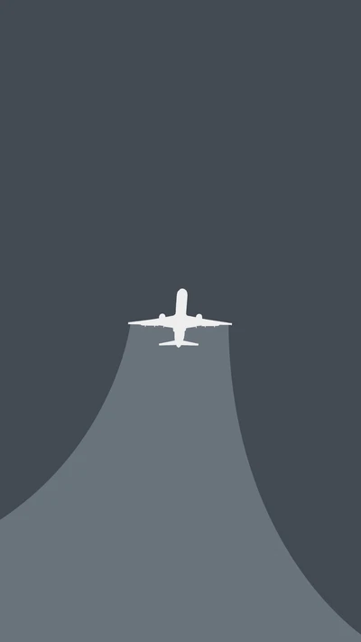 Minimalist Flat Design of an Airplane Against a Dark Background