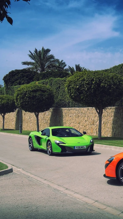 Vibrant Green McLaren P1 on a Scenic Road