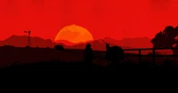 Red Dead Redemption 2 : Coucher de soleil serein sur l'horizon