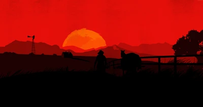 Red Dead Redemption 2: Ruhiger Sonnenuntergang über dem Horizont