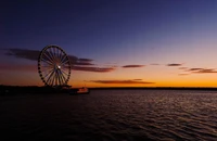 grande roue, washington, horizon, coucher de soleil, nuage