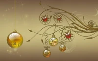 Elegant Christmas Ornaments Against a Soft Golden Background