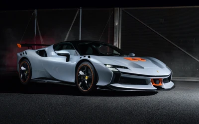 Ferrari SF90 XX Stradale: Удивительный гоночный автомобиль 2023 года в динамичной позе