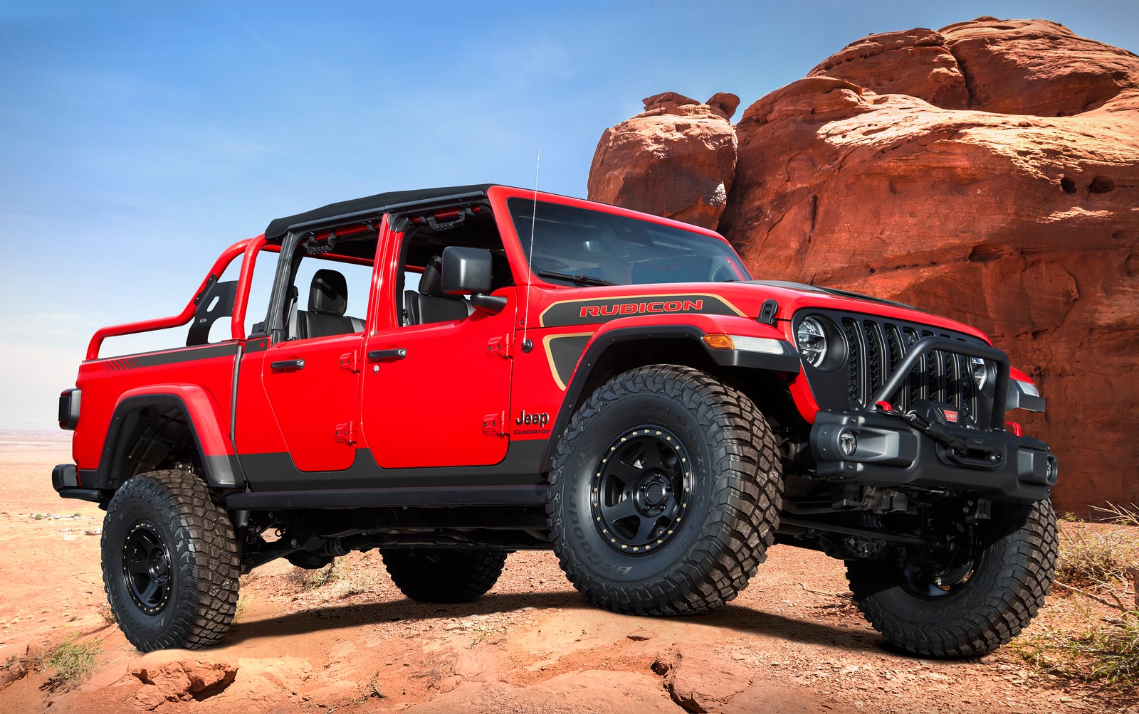 Téléchargez le fond d'écran jeep red bare gladiator rubicon, 2021, voitures, fond décran 4k