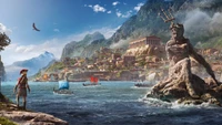 assassins creed odyssey, ubisoft, tourist attraction, mountain, video games wallpaper