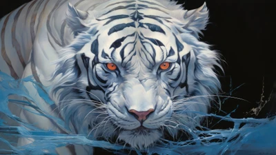 tigre branco, animais, ia, arte digital