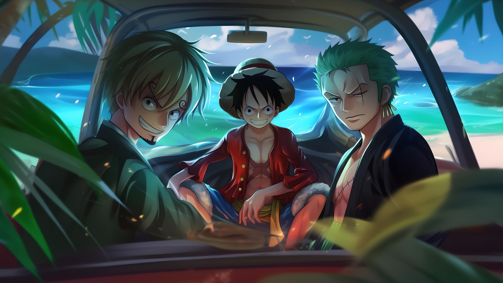 one piece, straw hat pirates, sanji, monkey d luffy, roronoa zoro wallpaper