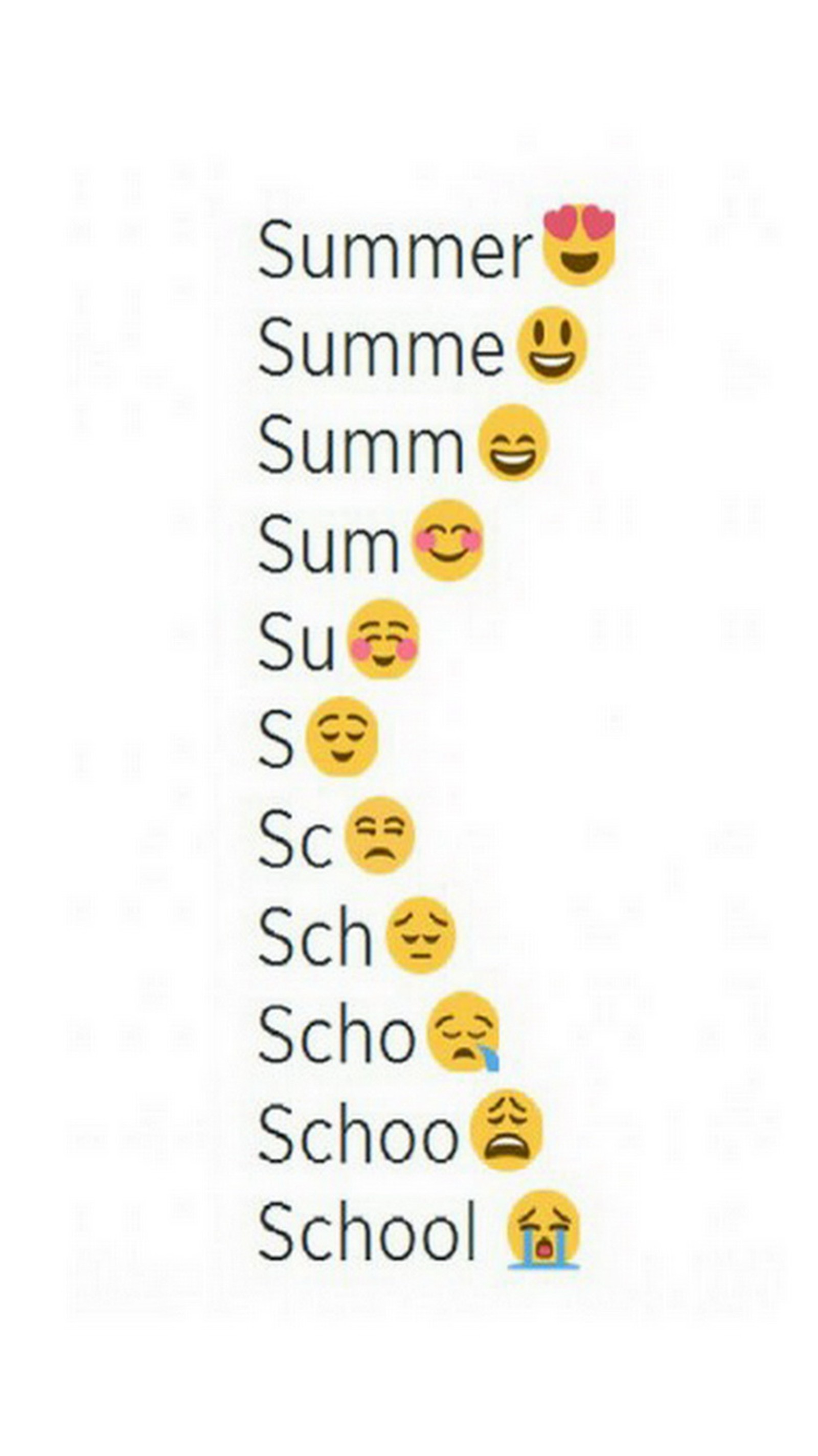 A white poster with a number of emoticions on it (emoji, school, summer)