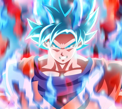 Super Saiyan Goku canalisant l'énergie dans Dragon Ball Super